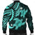 Hawaii Polynesian Turtle Hibiscus Bomber Jacket - Turquoise - AH - Polynesian Pride