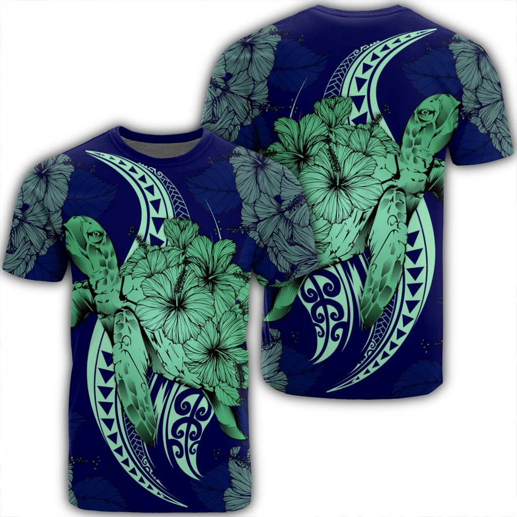 Hawaii Polynesian Turtle Hibiscus T Shirt1 Unisex Black - Polynesian Pride