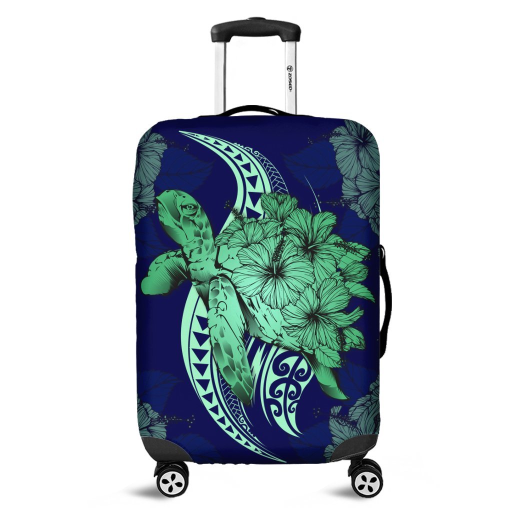 Hawaii Polynesian Turtle Hibiscus Luggage Covers1 - AH Black - Polynesian Pride