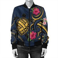 Hawaii Polynesian Turtle Hibiscus Plumeria Bomber Jacket - Nane Style - AH - Polynesian Pride