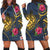 Hawaii Polynesian Turtle Hibiscus Plumeria Hoodie Dress - Nane Style - AH Black - Polynesian Pride