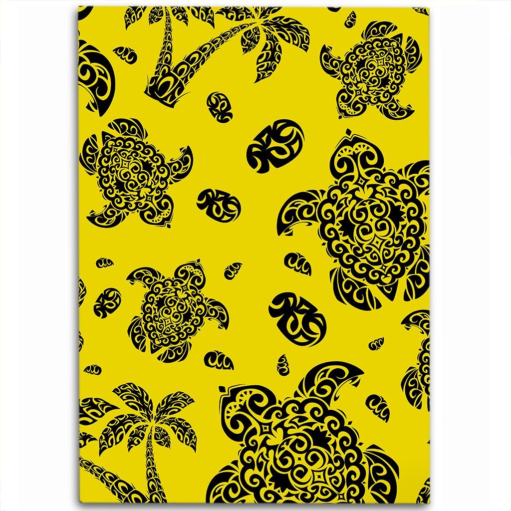 Hawaii Polynesian Turtle Palm And Sea Pebbles Yellow Area Rug - AH Luxurious - Polynesian Pride