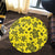 Hawaii Polynesian Turtle Palm And Sea Pebbles Yellow Round Carpet - AH - Polynesian Pride