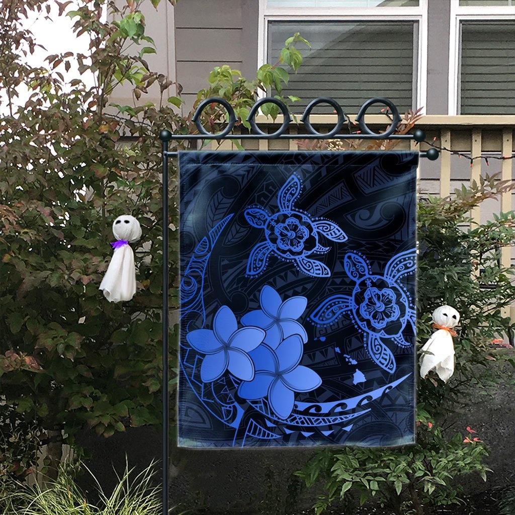 Hawaii Polynesian Turtle Plumeria Flag - Pog Style Blue - AH - Polynesian Pride