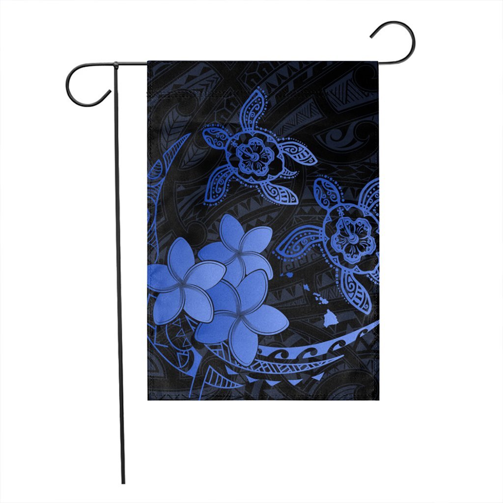 Hawaii Polynesian Turtle Plumeria Flag - Pog Style Blue - AH - Polynesian Pride