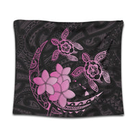 Hawaii Polynesian Turtle Plumeria Tapestry - Pog Style Pink - AH Wall Tapestry Black - Polynesian Pride