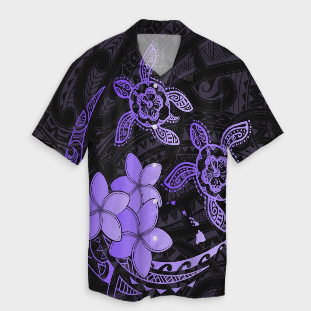 Hawaii Polynesian Turtle Plumeria Hawaiian Shirt - Pog Style Purple - AH Unisex Black - Polynesian Pride
