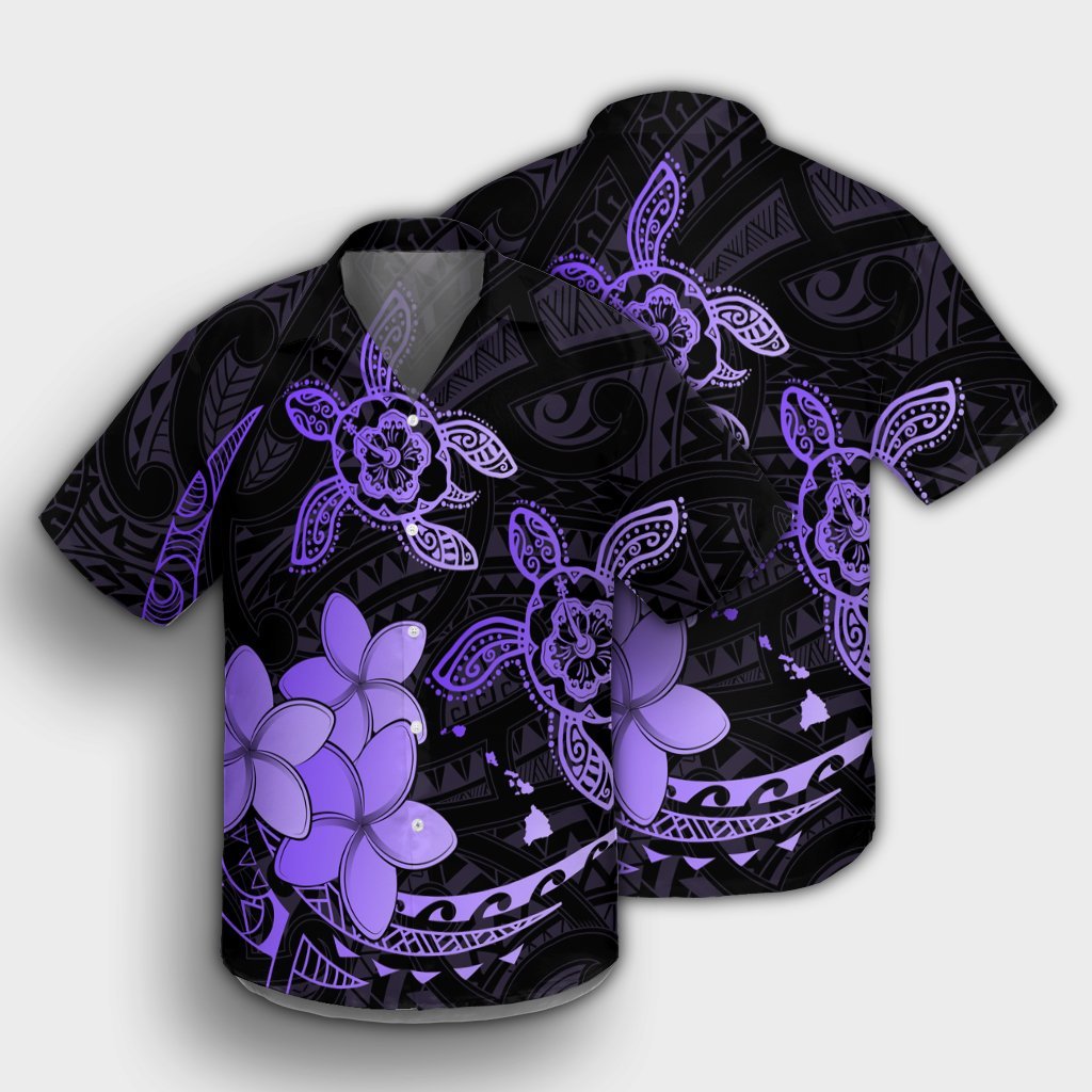 Hawaii Polynesian Turtle Plumeria Hawaiian Shirt - Pog Style Purple - AH - Polynesian Pride