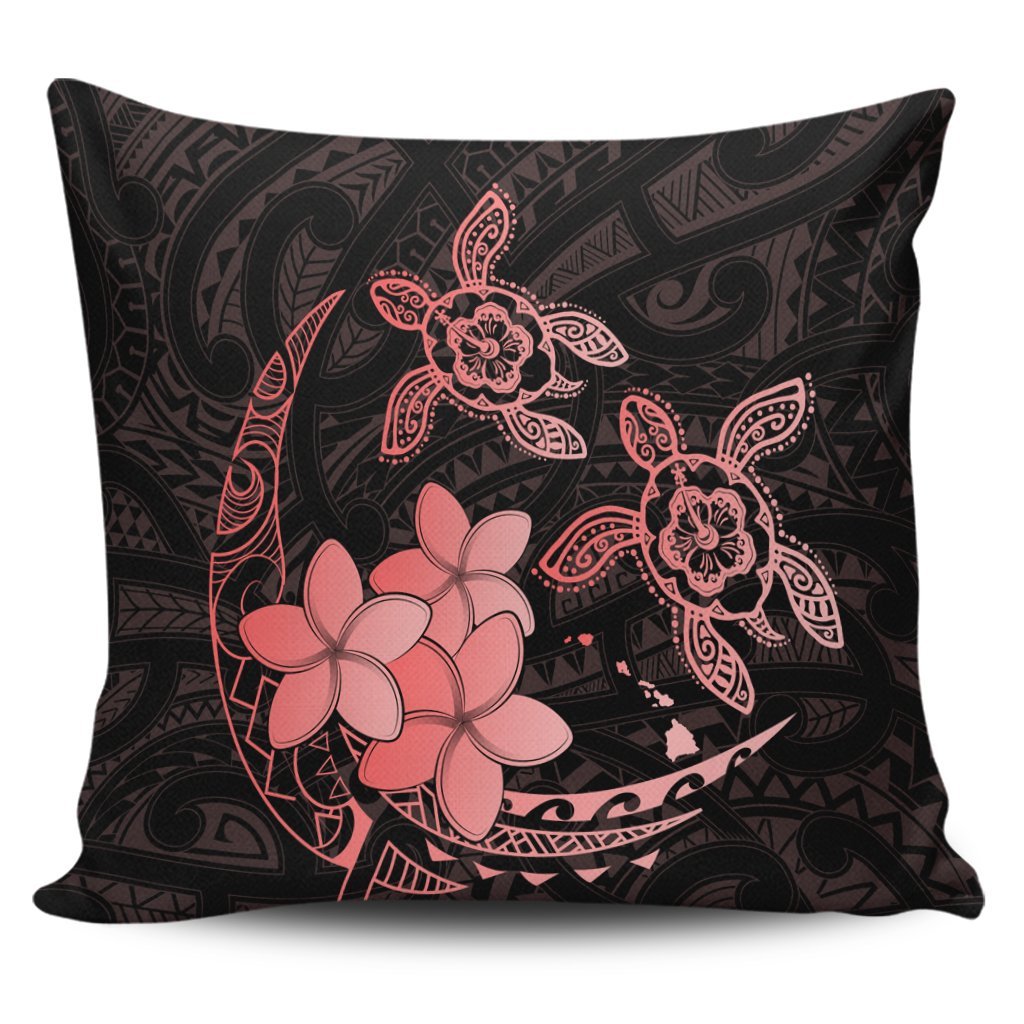 Hawaii Polynesian Turtle Plumeria Pillow Covers - Pog Style Red - AH Pillow Covers Black - Polynesian Pride