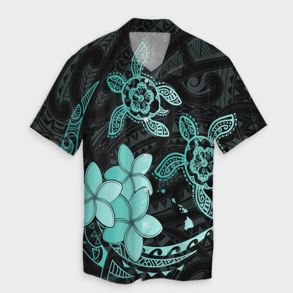 Hawaii Polynesian Turtle Plumeria Hawaiian Shirt - Pog Style Turquoise - AH Unisex Black - Polynesian Pride