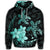 Hawaiian Polynesian Turtle Plumeria Hoodie Pog Style Turquoise - Polynesian Pride