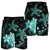 Hawaii Polynesian Turtle Plumeria Men's Shorts - Pog Style Turquoise - AH - Polynesian Pride