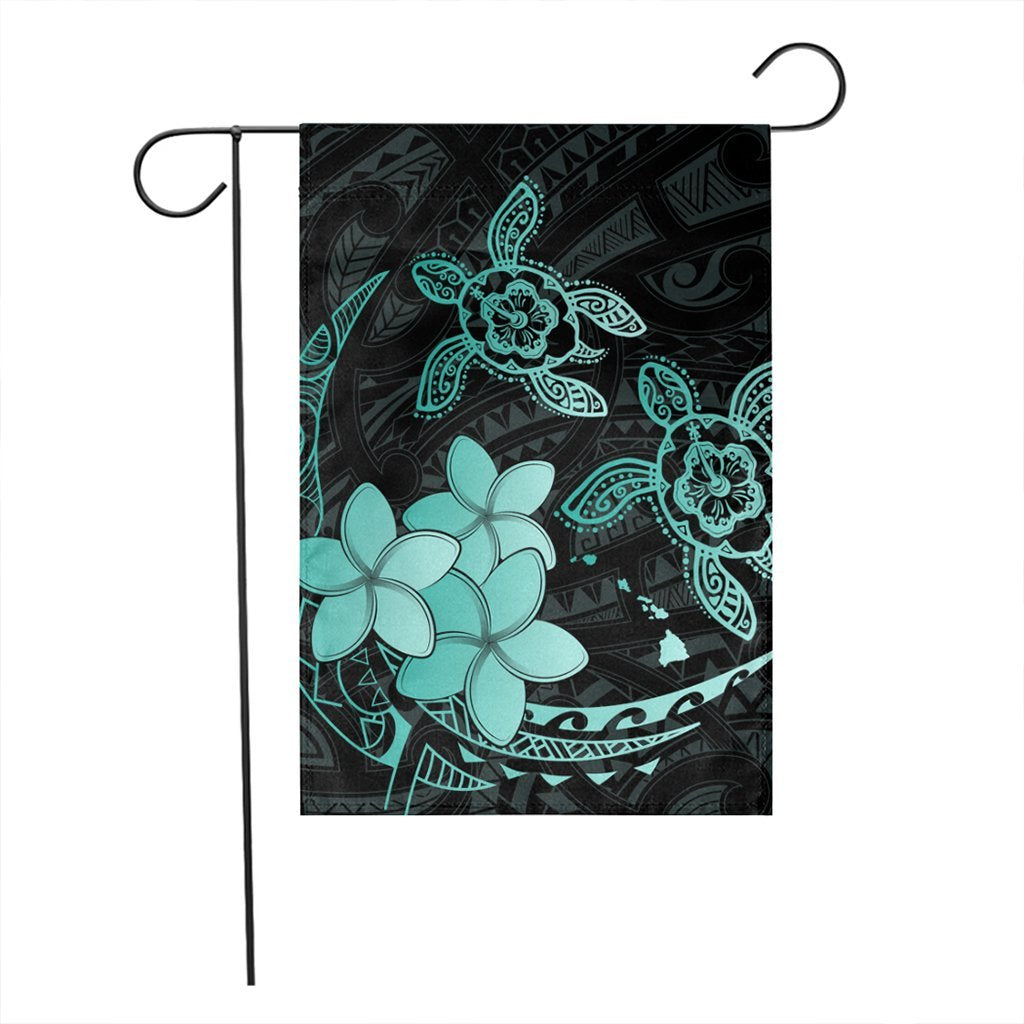 Hawaii Polynesian Turtle Plumeria Flag - Pog Style Turquoise - AH - Polynesian Pride