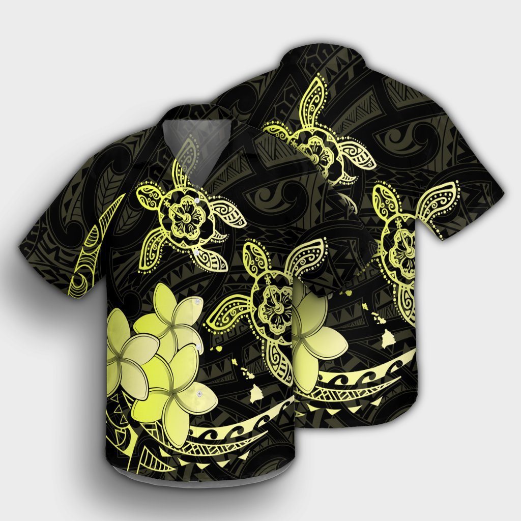 Hawaii Polynesian Turtle Plumeria Hawaiian Shirt - Pog Style Yellow - AH - Polynesian Pride