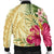 Hawaii Polynesian Turtle Tropical Hibiscus Plumeria Bomber Jacket - Beige - AH - Polynesian Pride