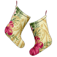 Hawaii Polynesian Turtle Tropical Hibiscus Plumeria Christmas Stocking - Beige - AH - Polynesian Pride