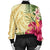 Hawaii Polynesian Turtle Tropical Hibiscus Plumeria Bomber Jacket - Beige - AH - Polynesian Pride