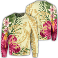 Hawaii Polynesian Turtle Tropical Hibiscus Plumeria Sweatshirt - Beige - AH Unisex Black - Polynesian Pride