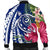 Hawaii Polynesian Turtle Tropical Hibiscus Plumeria Bomber Jacket - Blue - AH - Polynesian Pride