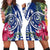 Hawaii Polynesian Turtle Tropical Hibiscus Plumeria Hoodie Dress - Blue - AH Black - Polynesian Pride