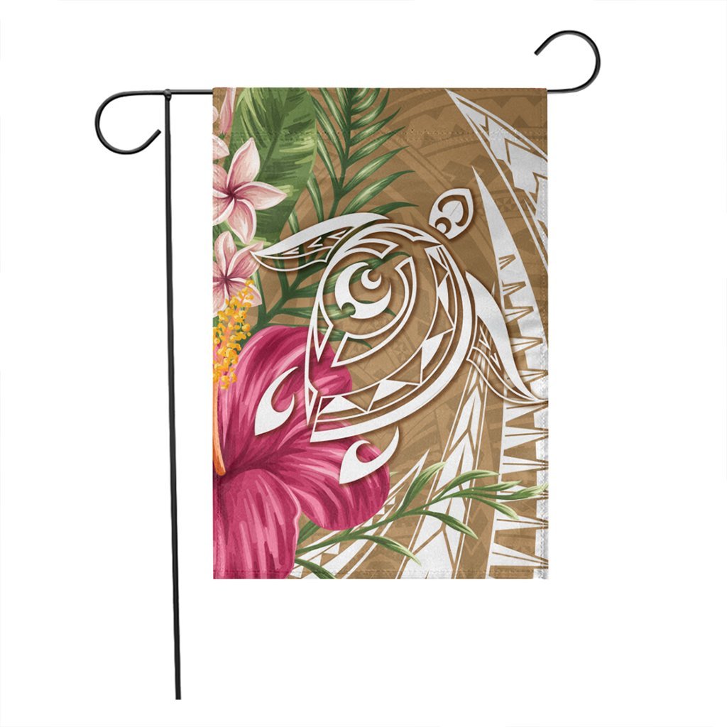 Hawaii Polynesian Turtle Tropical Hibiscus Plumeria Flag - Gold - AH - Polynesian Pride