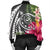 Hawaii Polynesian Turtle Tropical Hibiscus Plumeria Bomber Jacket - Gray - AH - Polynesian Pride