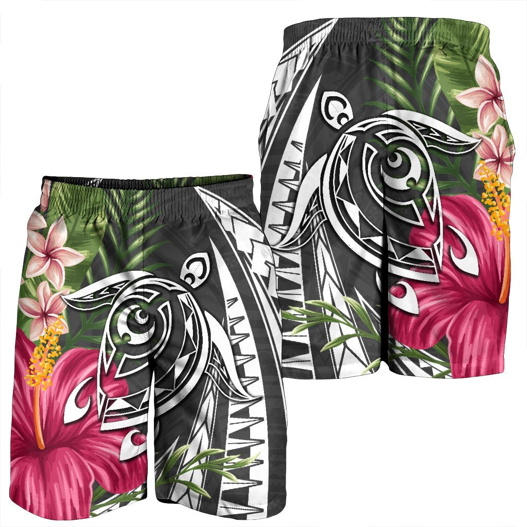 Hawaii Polynesian Turtle Tropical Hibiscus Plumeria Men's Shorts - Gray - AH - Polynesian Pride