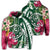 Hawaiian Polynesian Turtle Tropical Hibiscus Plumeria Hoodie Green Unisex Art - Polynesian Pride