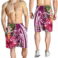 Hawaii Polynesian Turtle Tropical Hibiscus Plumeria Men's Shorts - Pink - AH - Polynesian Pride