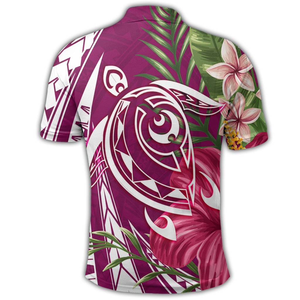 Hawaii Polynesian Turtle Tropical Hibiscus Plumeria Polo Shirt Pink - Polynesian Pride