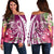 Hawaii Polynesian Turtle Tropical Hibiscus Plumeria Women's Off Shoulder Sweater - Pink - AH Black - Polynesian Pride