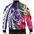 Hawaii Polynesian Turtle Tropical Hibiscus Plumeria Bomber Jacket - Purple - AH - Polynesian Pride