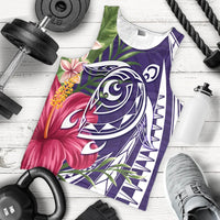 Hawaii Polynesian Turtle Tropical Hibiscus Plumeria Tank Top - Purple - AH - Polynesian Pride