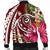 Hawaii Polynesian Turtle Tropical Hibiscus Plumeria Bomber Jacket - Red - AH - Polynesian Pride