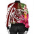 Hawaii Polynesian Turtle Tropical Hibiscus Plumeria Bomber Jacket - Red - AH - Polynesian Pride