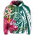 Hawaiian Polynesian Turtle Tropical Hibiscus Plumeria Hoodie Turquoise - Polynesian Pride