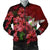 Hawaii Red Hibiscus Humming Bird Bomber Jacket - AH Black Unisex - Polynesian Pride