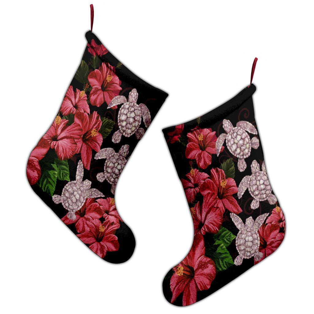 Hawaii Red Hibiscus Turtle Christmas Stocking - AH - Ray Style - Polynesian Pride