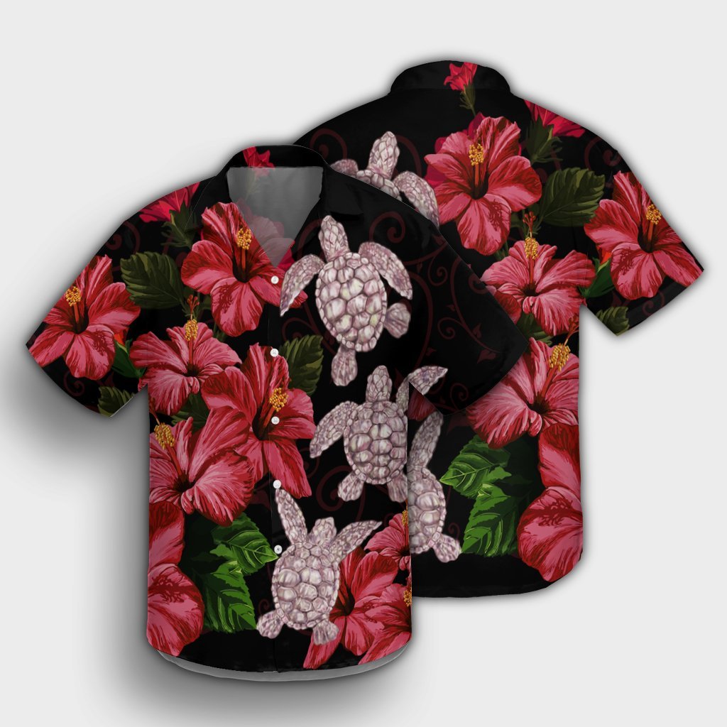 Hawaii Red Hibiscus Turtle Hawaiian Shirt - AH - Ray Style - Polynesian Pride