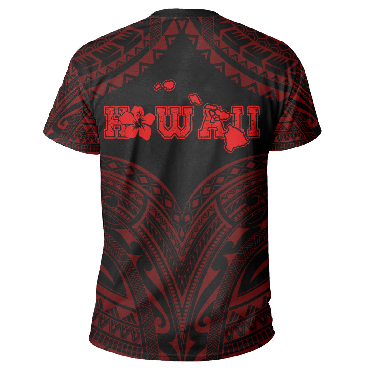 Hawaiian Kanaka Map Polynesian T Shirt Red Brad Style - Polynesian Pride