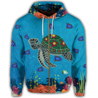 Hawaii Sea Cartoon Zip Hoodie - Polynesian Pride