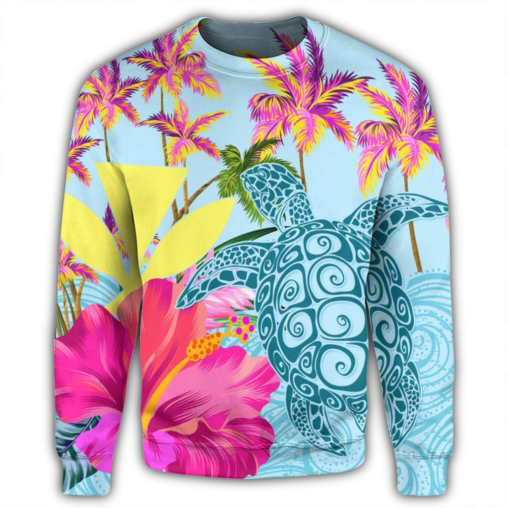 Hawaii Sea Turtle Hibiscus Kanaka Sweatshirt - AH - Polynesian Pride
