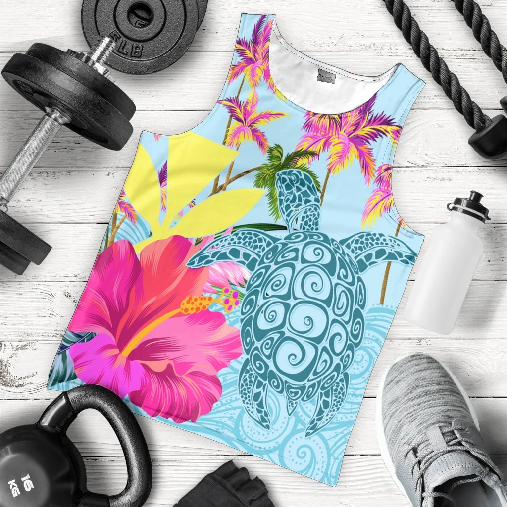 Hawaii Sea Turtle Hibiscus Kanaka Tank Top - AH - Polynesian Pride