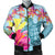 Hawaii Sea Turtle Hibiscus Kanaka Bomber Jacket - AH Black Unisex - Polynesian Pride