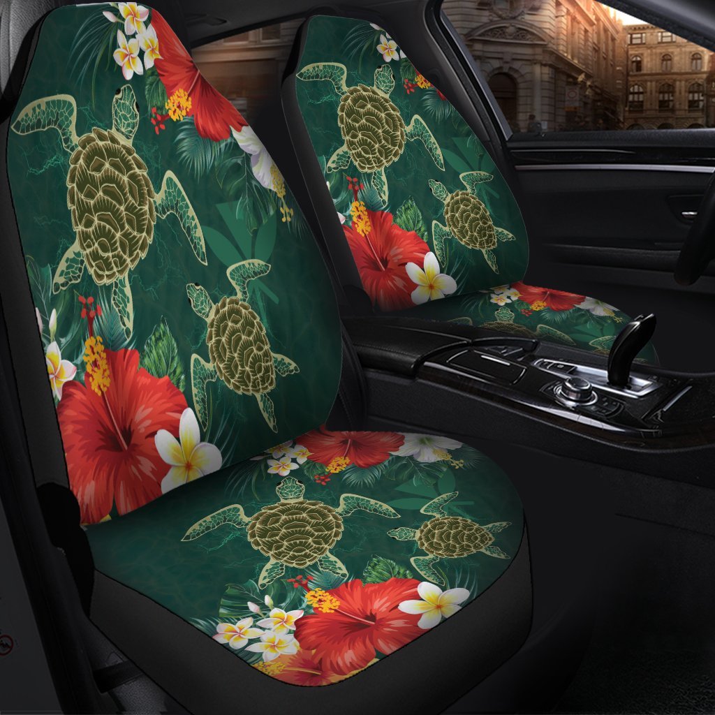 Hawaii Sea Turtle Hibiscus Plumria Car Seat Covers - AH - Polynesian Pride