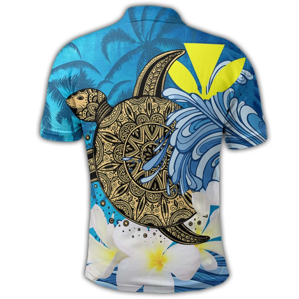 Hawaii Sea Turtle Plumeria Coconut Tree Polo Shirt - Polynesian Pride