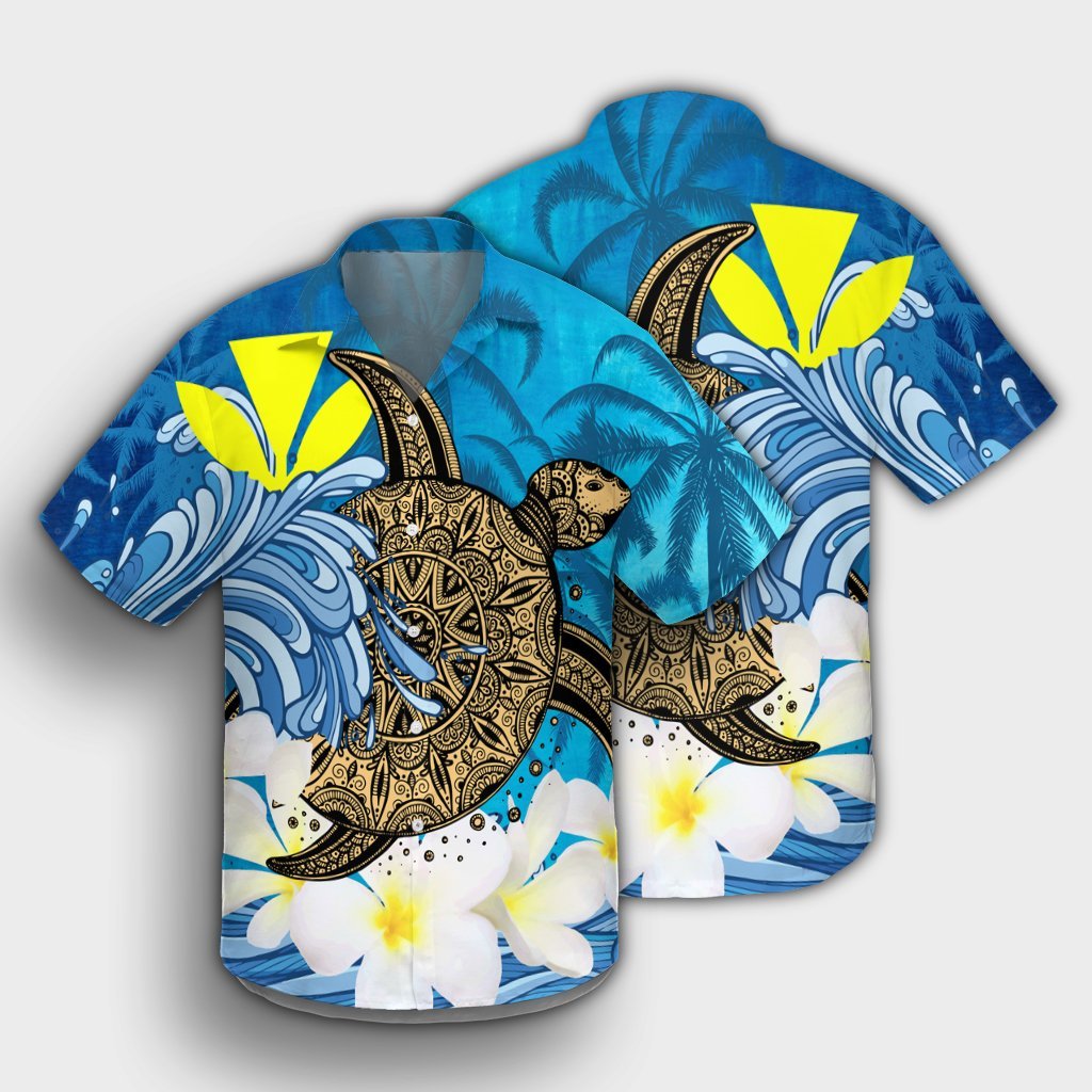 Hawaii Sea Turtle Plumeria Coconut Tree Hawaiian Shirt - AH - Polynesian Pride
