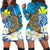 Hawaii Sea Turtle Plumeria Coconut Tree Hoodie Dress - AH Black - Polynesian Pride