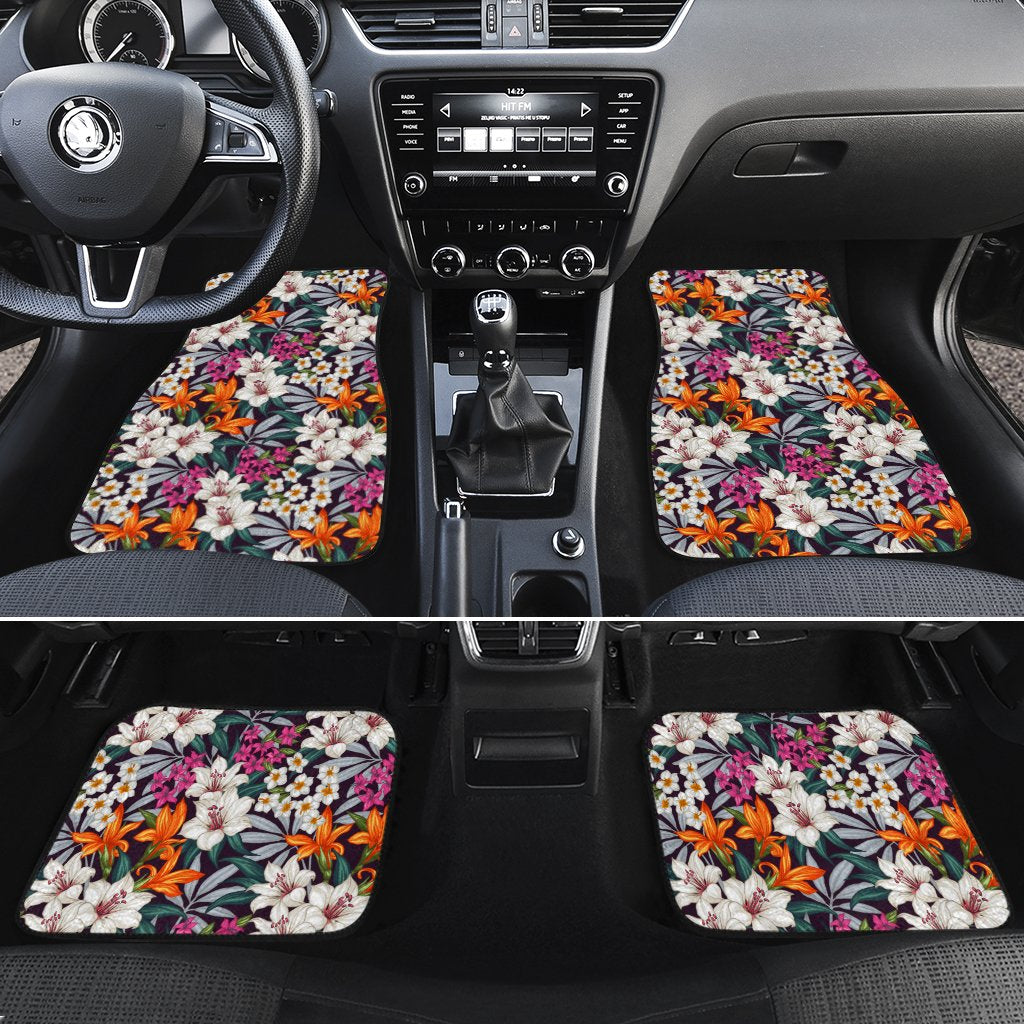 Hawaii Seamless Exotic Pattern With Tropical Leaves Flowers Hawaii Car Floor Mats Turquoise One Size - Polynesian Pride