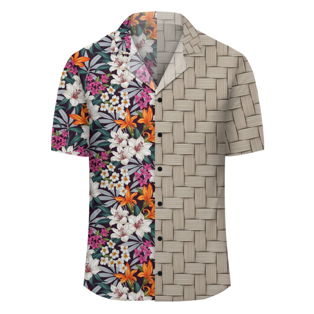 Hawaii Seamless Exotic Pattern With Tropical Leaves Flowers Lauhala Moiety Hawaiian Shirt - Polynesian Pride
